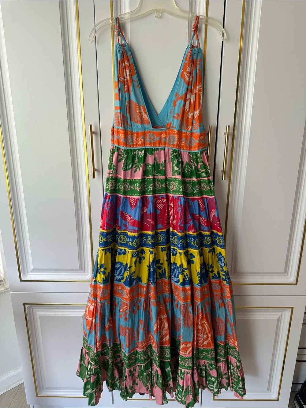 FARM Rio Multicolor Floral V-Neck Tiered Maxi Dress - Picture 7 of 8